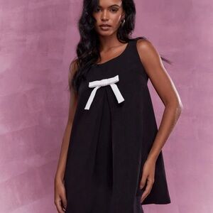 Missguided Black Mini Dress with White Bow